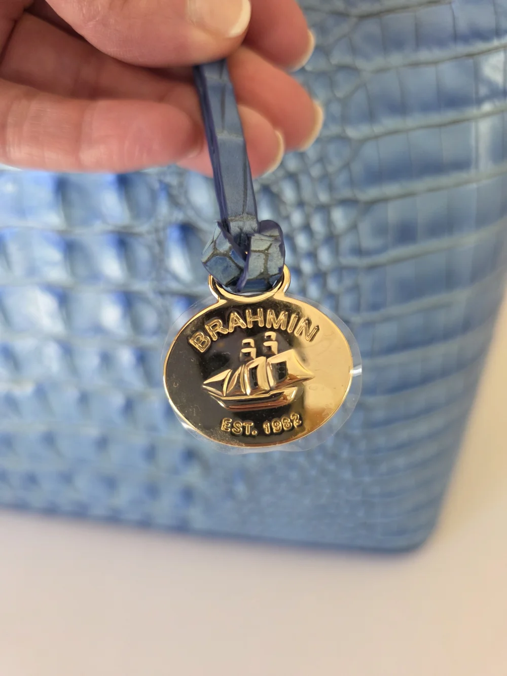 Brahmin Duxbury Electric Blue Ombre Melbourne Satchel Crossbody + Wallet
